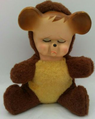 Rare Rubber Face Vintage Knickerbocker Plush 10 " Bear / Mouse Crying Pouting Sad