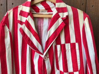 Vintage 40’s 50’s Car Club Striped Denim Duster Jacket Coat M 2