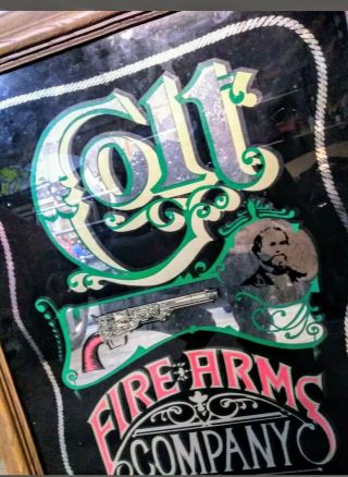 Vtg Colt Firearms Company Framed Bar Mirror Vintage Collectible (: 