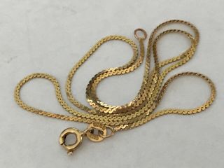 Vintage 9 Ct Gold Chain Necklace Suitable For Pendant.  Length 15”.