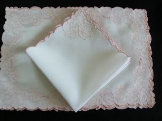 Vintage Marghab 16pc Placemat Set " Grape & Leaf " In Pink