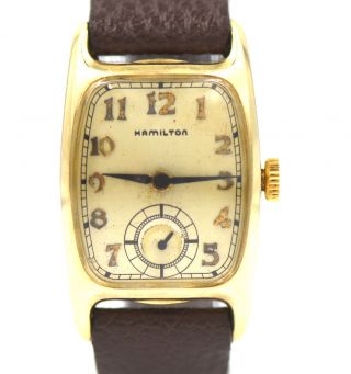 Vintage Hamilton Gents Tank Wrist Watch Gold Fill 982 19 Jewels Lancaster
