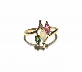 Vintage Opal Diamond Gemstone 14k Gold Ring Sz 7