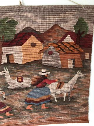 Vintage Llama Alpaca Wool Hand Woven Folk Art Wall Hanging tapestry southwestern 3