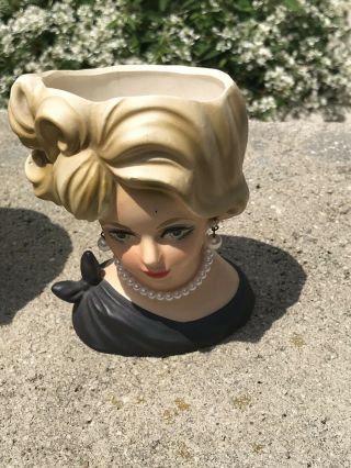 Rare VINTAGE NAPCO Lady Head Vase C7293 5 1/2”H,  Matching NAPCO C7313 JEWELRY 5