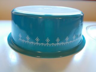 VINTAGE RARE PYREX 4 QT 664 CASSEROLE DISH WITH LID BLUE SNOWFLAKE GARLAND 6