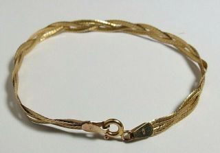 Vintage Ladies 14k Solid Gold Bracelet 5mm Wide 2.  92 Gr 7 " Made In Italy