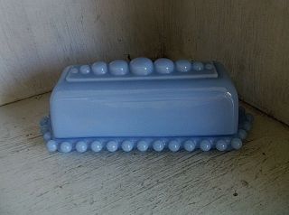 Imperial Candlewick Delphite Blue Butter Dish Vintage