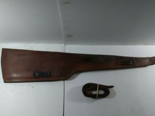 Vintage Leather Rifle With Scope Saddle Scabbard,  38,  " Long,  Straps Are 48 " Long
