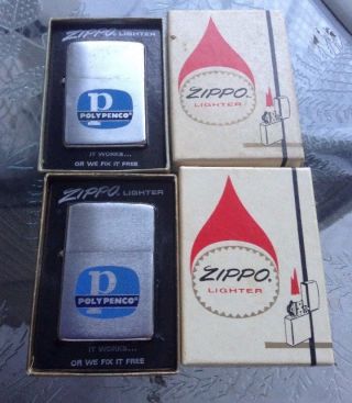 2 Vintage Zippo Lighters In Boxes For Polypenco