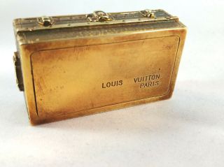 Authentic LOUIS VUITTON Brass STEAMER TRUNK Paperweight RARE w/original box 4