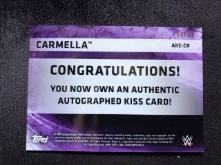 2018 topps wwe women ' s division Gold Kiss Card Auto /10 Carmella Rare 5