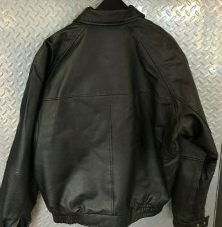 Vintage Black Leather NASA Engineers Bomber Coat / Jacket Size XL Kennedy Space 4