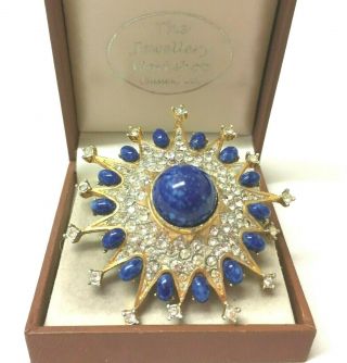 Vintage Jewellery Stunning Rare Sphinx Lapis Lazuli Statement Brooch Pin