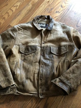 Vintage Schott Nyc Leather Jacket Shearling 1980s Patina Fade Usa Type 3 42