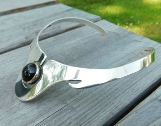 VINTAGE MODERNIST TAXCO 925 STERLING SILVER ONYX CHOKER COLLAR NECKLACE 2