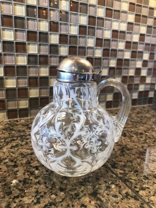 Vintage Fenton/northwood? French Opalescent Daisy And Fern Syrup Pitcher Jug