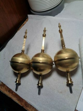 Set Of 3 - Nos - Vintage - Grandfather Clock - Brass Finials - T486