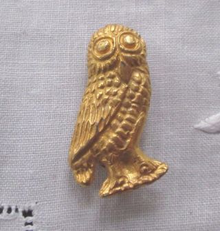 Scythian Owl Gold Brooch Pin Signed Metropolitan Museum Of Art Vintage 70 