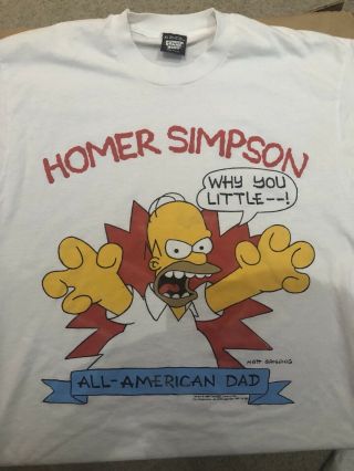 Rare Vintage 1990 The Simpson’s Homer Simpson All - American Dad T Shirt Size Xl