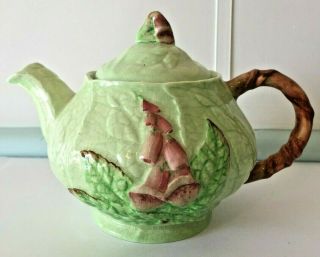 Carlton Ware England Vintage Green Foxglove Teapot Art Deco
