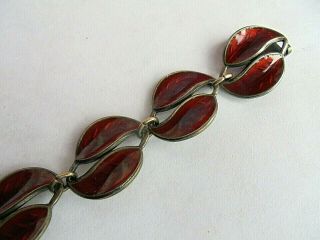 Vintage Da David Andersen Norway Modernist Enamel Sterling Double Leaf Bracelet