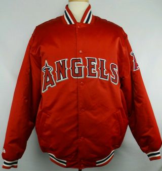 Vintage Majestic Mlb Anaheim Angels Button Up Satin Jacket Size Mens Xl