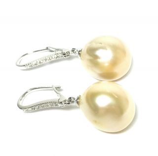 Gorgeous Golden Australian South Sea 13.  6 x 14mm Irregular Round Pearl Earrings 4