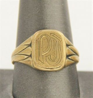 Estate Signet Ring Antique Arts & Crafts / Deco Eddor Metal Rw Anchor Mark 10.  5