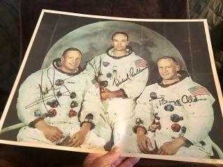 Vintage Apollo 11 Signed Poster Nasa Photo Armstrong Aldrin Collins Moon Landing