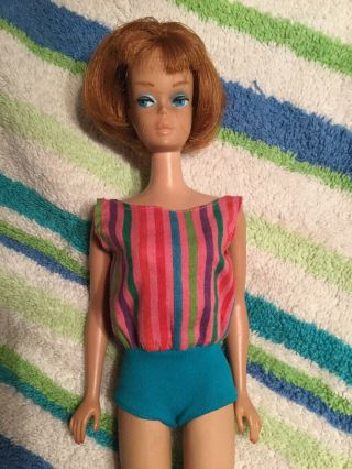 Vintage Barbie American Girl Redhead With Swimsuit