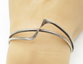 925 Sterling Silver - Vintage Twisted Wave Cuff Bracelet - B1287