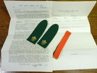 Vtg 1940s Wwii 1944 Rover Boy Scout Canada Papers Uniform Epaulettes Ribbon