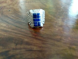 Vintage Lapis Lazuli Sterling Silver Ring.  Signed C.  Benally Size 10.  5