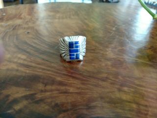 Vintage Lapis Lazuli Sterling Silver Ring.  Signed C.  Benally Size 10.  5 2