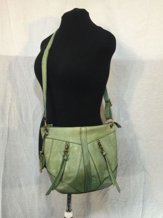 Natural Fade Distress Pear Green Shoulder Bag Vintage Rare By Fossil