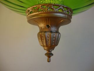 Vintage Mid Century Modern Retro Green Glass Swag Hanging Lamp/Light w/13 ' Chain 5