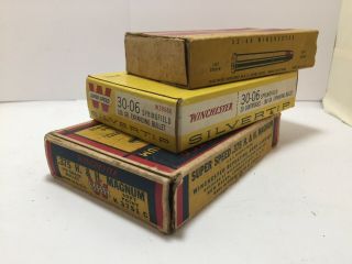 Empty Ammo Boxes - 3 Vintage Winchester :.  375 Magnum : Silvertip 30 - 06 : 32 - 40 3