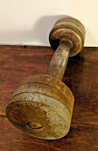 1 Vintage Dumbbell Barbell Adjustable 8 Lb Weight Antique