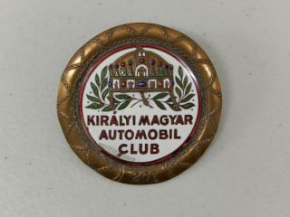 Vintage Enamel Kiralyi Magyar Automobil Club Small Version Car Badge Auto Emblem