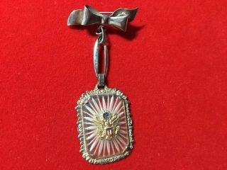 Wwii Sweetheart Army Pin With Etched Camphor Glass