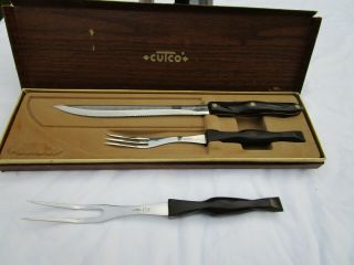 Set Of 3 Vintage Cutco Usa 1723 Knife 1726 Turning Fork 1727 Carving Forks