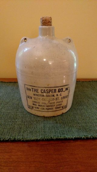 Antique Vintage Casper Whiskey Stoneware Jug 1 Gallon
