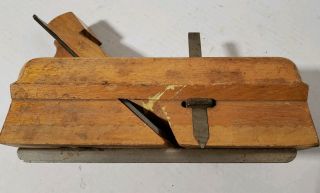 Vintage German Schutz Marke Ulmia Ott Wood Plane With Metal Leveling Guide