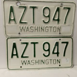Washington License Plate Pair 1965 Base 65 - 67 No Tabs Decent Vintage.