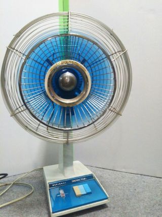 Vintage National Panacool Electric Oscillating Fan 3 Blue Blades 2 Speed