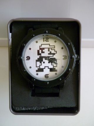 Rare Nintendo Mario Bros Pixel Wrist Watch Collectible Tin Nes - Last