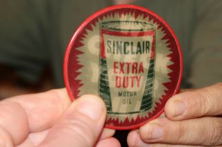 Vintage 1950 ' s Sinclair Motor Oil Gas Station 3 - D Pinback Button Pin Sign Neat 6