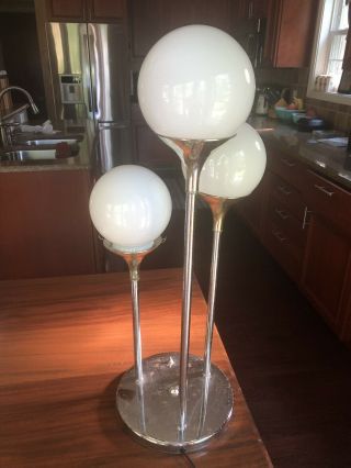 Vintage Mid Century Modern Space Age Sputnik Chrome Atomic 3 Globe Table Lamp