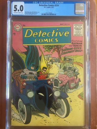 Detective Comics 219 Cgc 5.  0 Ow/w Batman Sweet Rare